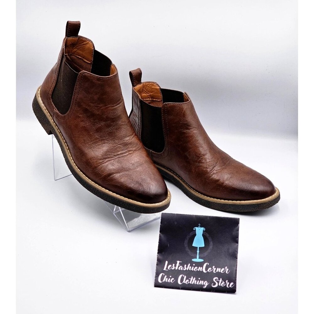 Deer Stags Men's Brown Vegan Leather Rockland Chelsea Boots Size 8M 2163 - Picture 5 of 16